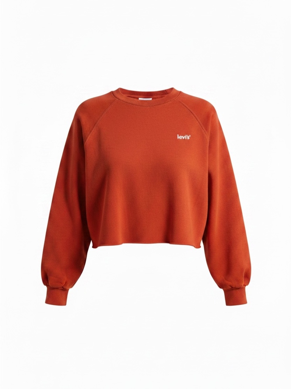 Levi's Women's Cropped Sweatshirt - Rust Orange Cotton Blend Casual Knit Large